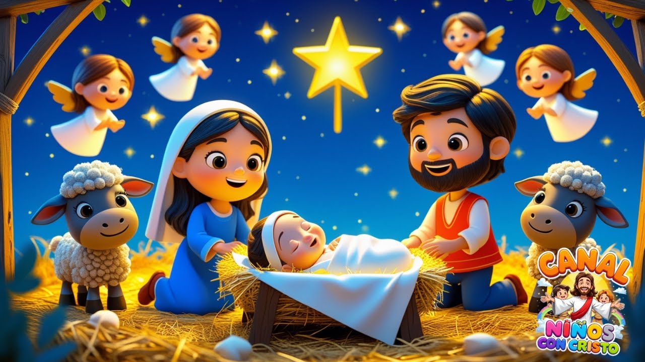 👶EL NACIMIENTO DE JESÚS | Canción Infantil Cristiana para Niños con Letra #MúsicaCristianaParaNiños