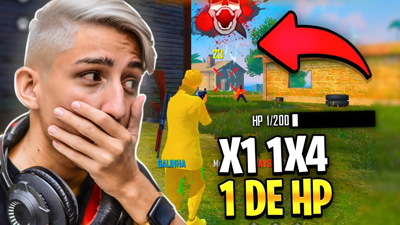 JOGUEI SÓ COM 1 DE VIDA CONTRA 4 NO FREE FIRE!! GANHEI?!