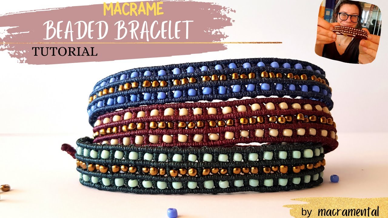 beaded macrame bracelet tutorial | diy micro macrame beaded jewelry | μακραμε βραχιολια με χαντρες