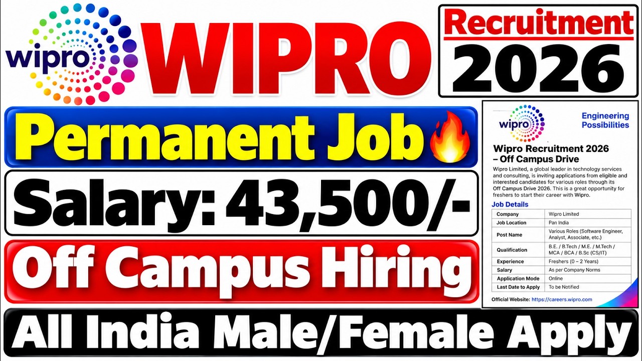 Wipro Recruitment 2026 | Wipro New Vacancy 2026 | Wipro Jobs 2026 | Wipro Job Hiring 2026