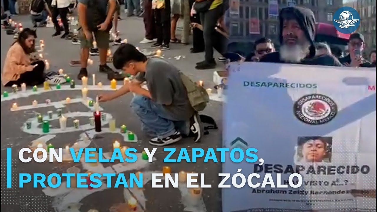 Protestan en el Zócalo de la CDMX por caso Teuchitlán; recrean el Rancho Izaguirre