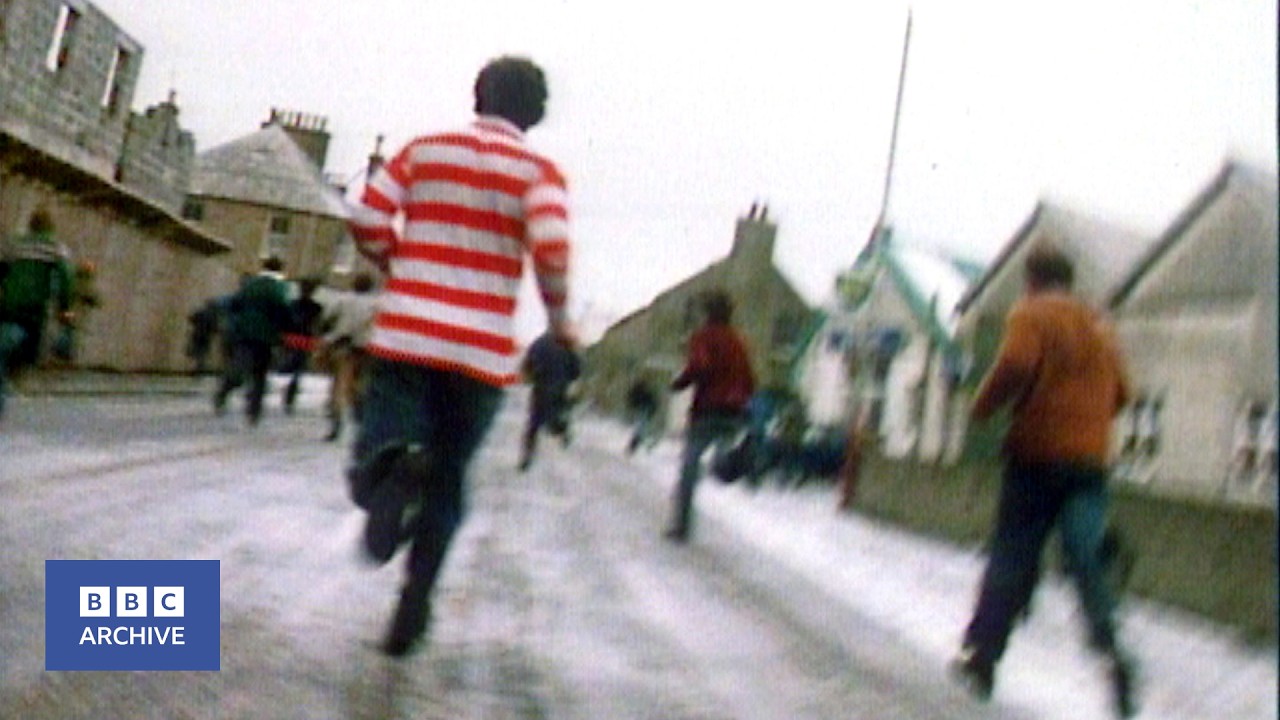 1981: Uppies versus Doonies in Kirkwall | Spectrum | Niche Sports | BBC Archive
