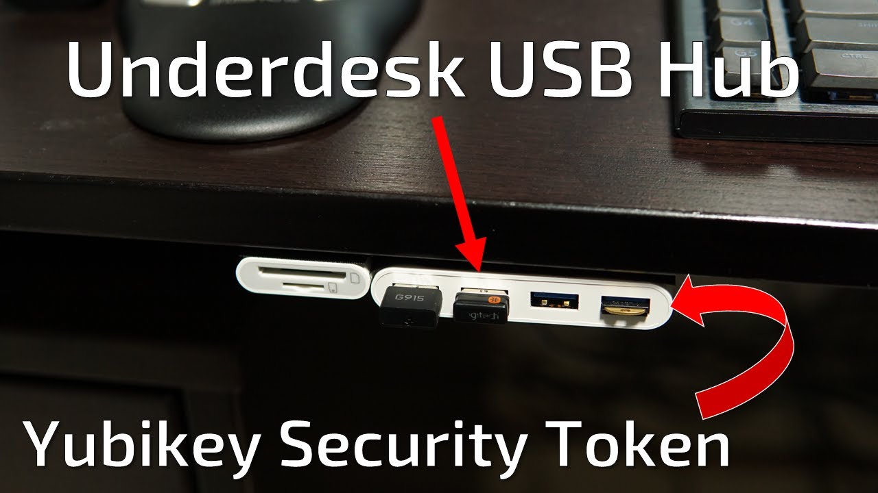 Underdesk Edge-mounted USB Hub [for my Yubikey]