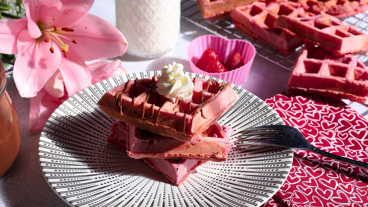 Naturally Pink Waffles  (No Food Coloring!)