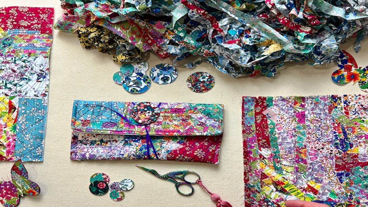 Текстильные обрезки превращаются в прекрасную художественную ткань, переработанный клатч Liberty ...