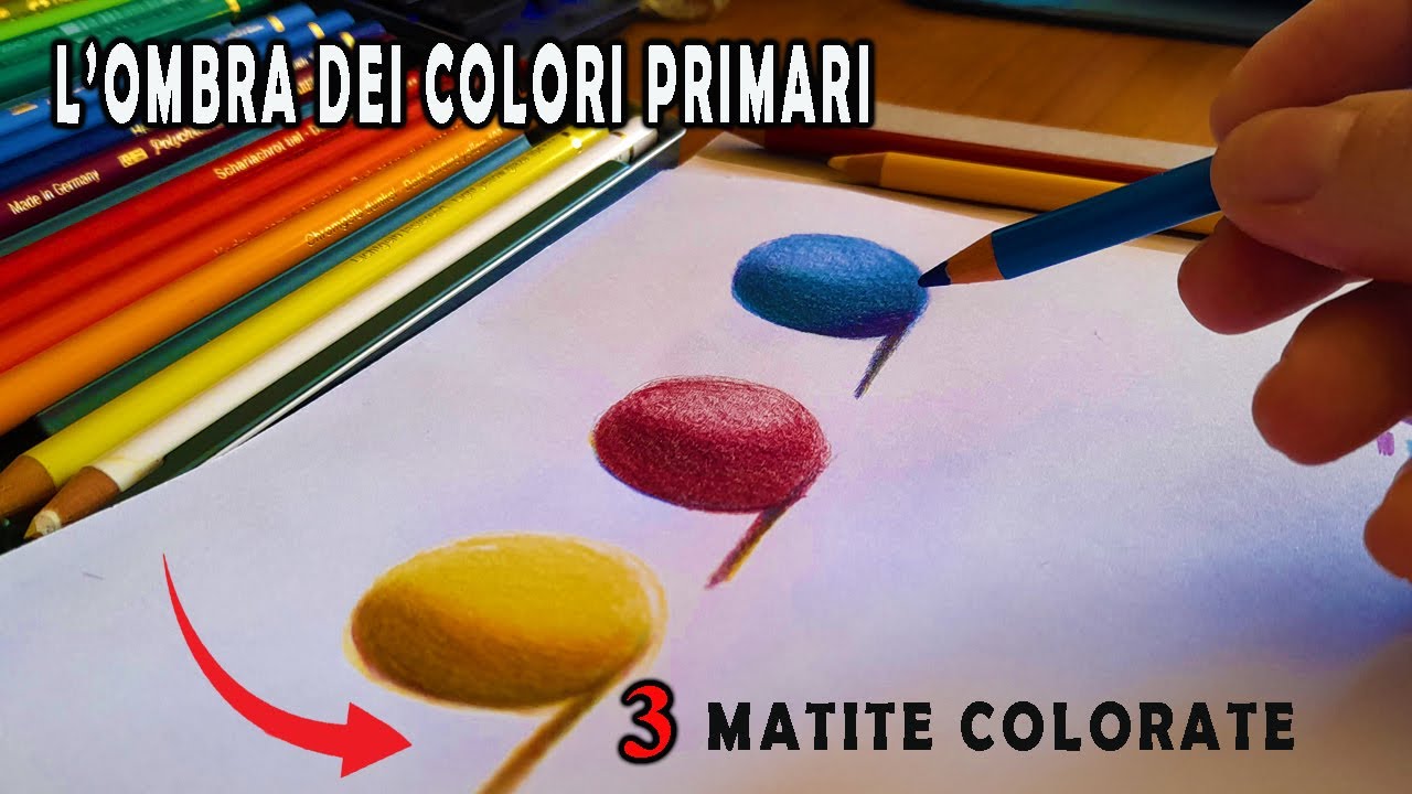 L'ombra dei colori primari - Esercizio con solo tre matite colorate - teoria del colore