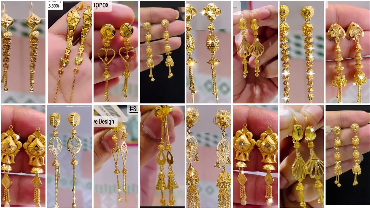 Chandelier Gold Earrings| Gold Sui Dhaga Earrings Designs With Price | Gold Earrings #earrings