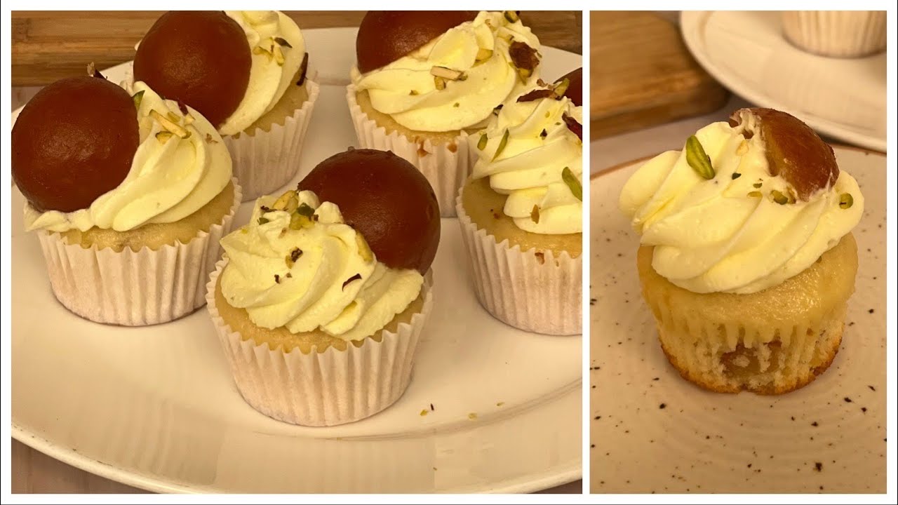 Gulab Jamun Cupcakes In Kadai | No Oven , No egg , No Condensed Milk Gulab Jamun Cake | Gulab Jamun