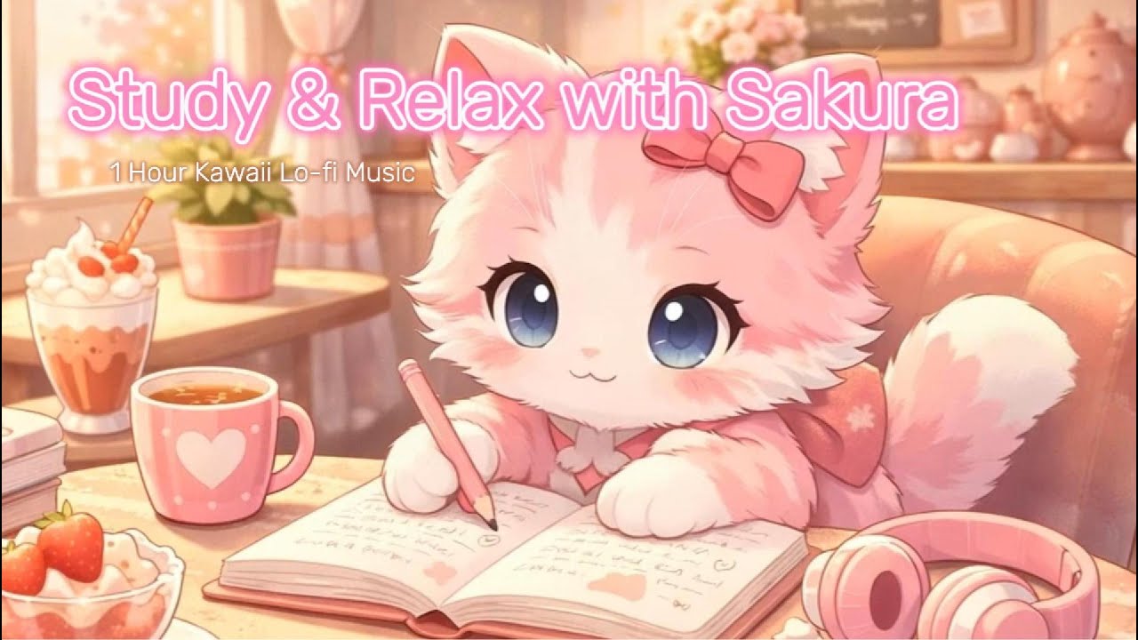 Study, Work, Relax 🌸 | 1 Hour Kawaii Lo-fi Cafe Music☕🐱 |  Kitty Caffe Radio
