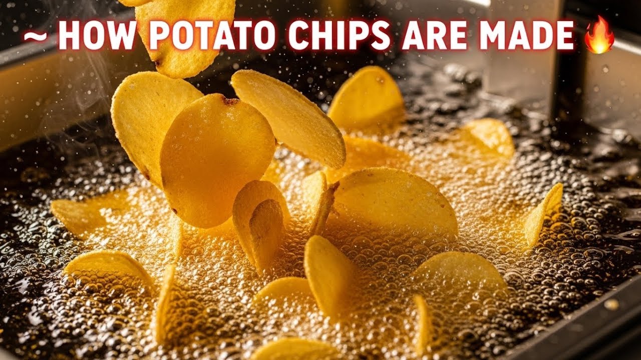 How Crispy Potato Chips Are Manufactured Today #potatochips   #factorytour   #snackfactory