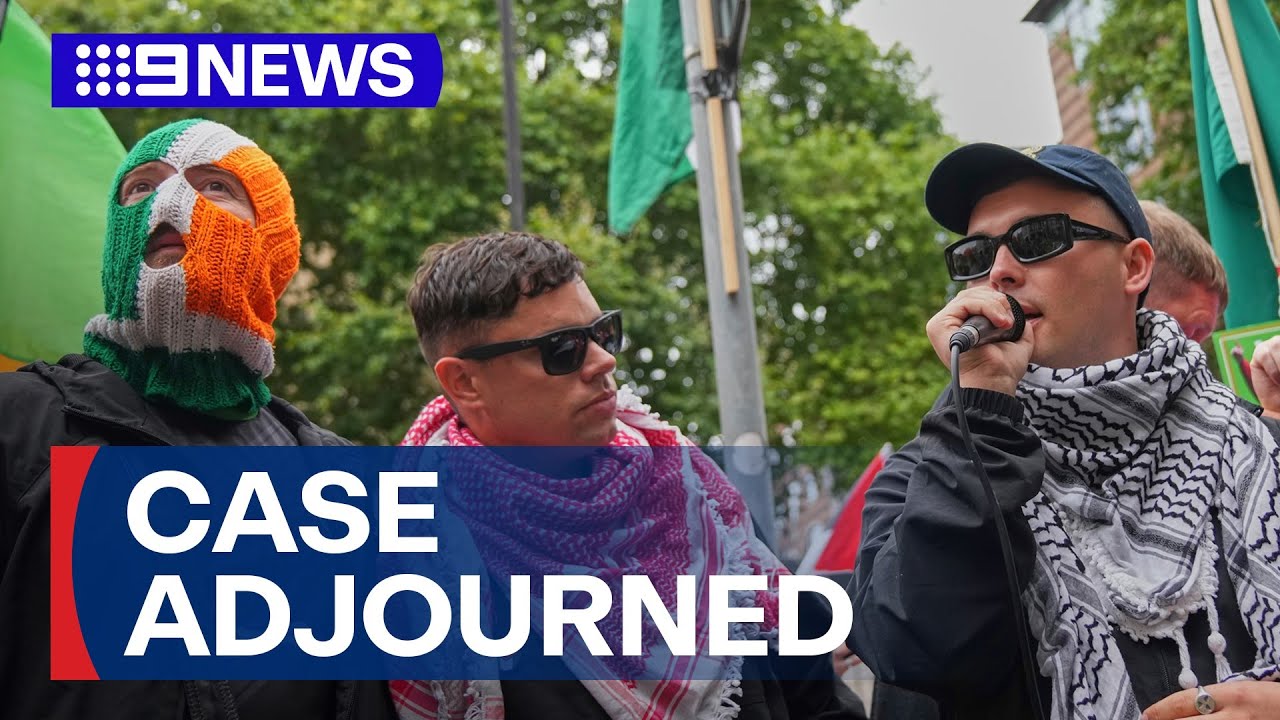 Kneecap member speaks after terror case adjournment | 9 News Australia
