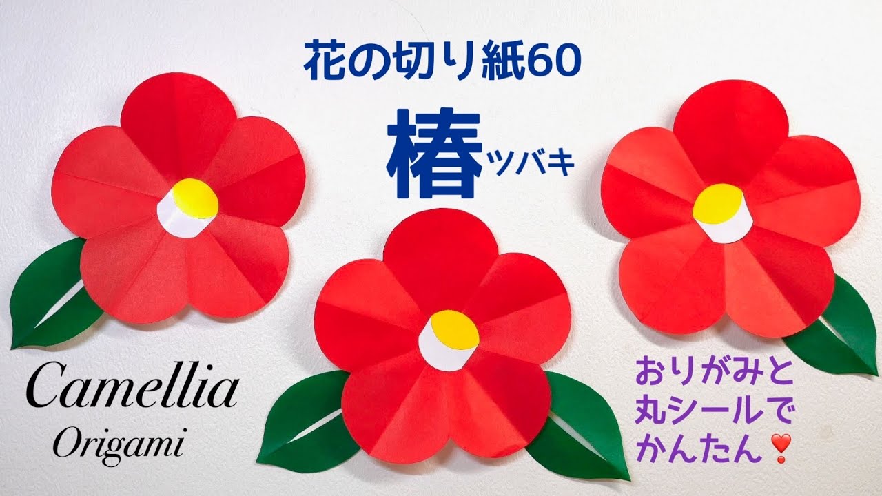 【折り紙】椿/花の切り紙60🌸Camellia origami