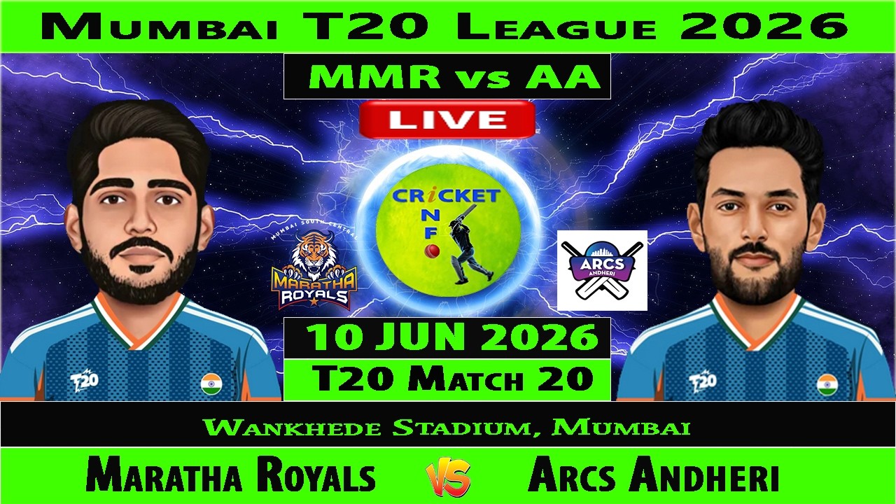 MSC Maratha Royals vs Arcs Andheri | MMR v AA | 20th Match of Mumbai T20 League 2026 | AA v MMR Live