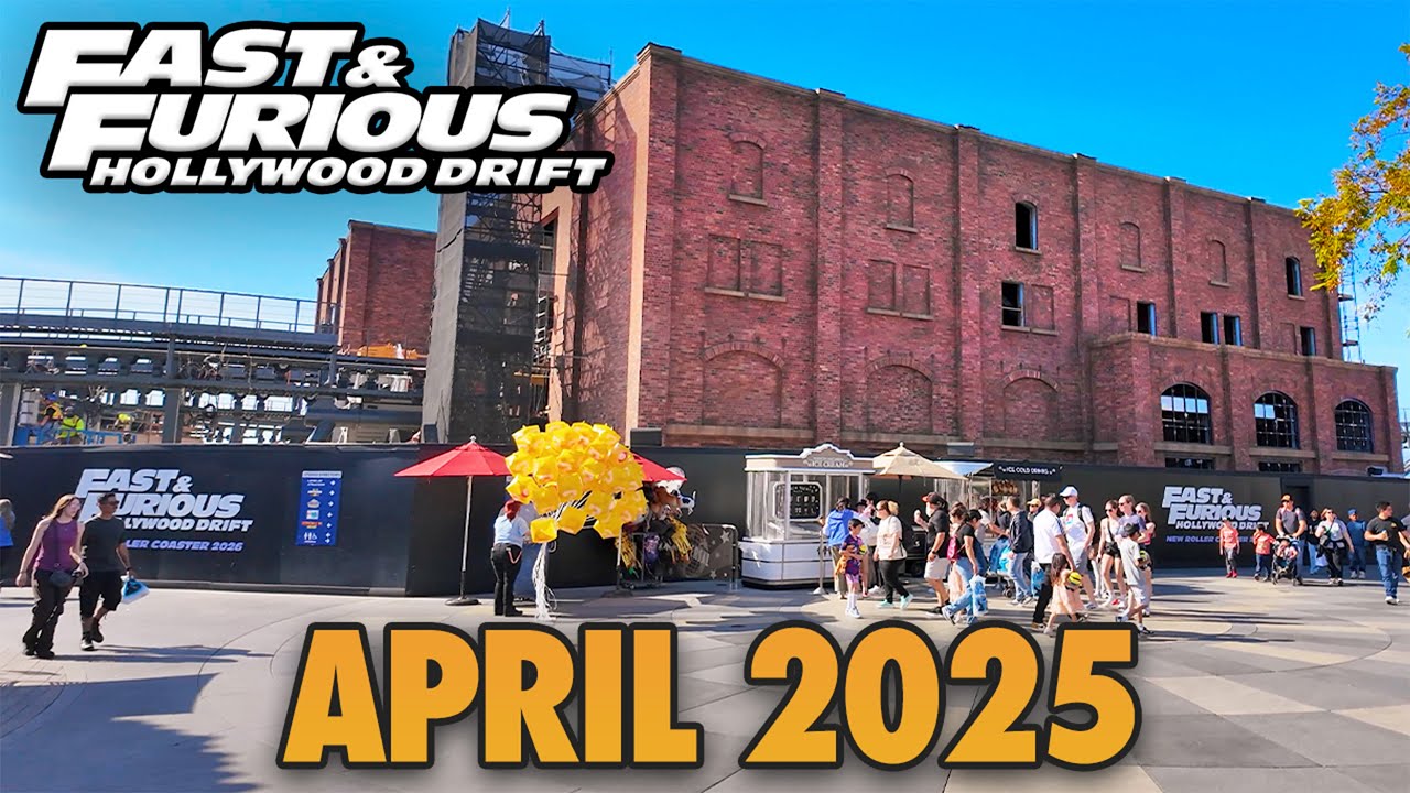 Universal Studios Hollywood - April 2025 Walkthrough: Fast & Furious Construction & Baby Raptor [4K]