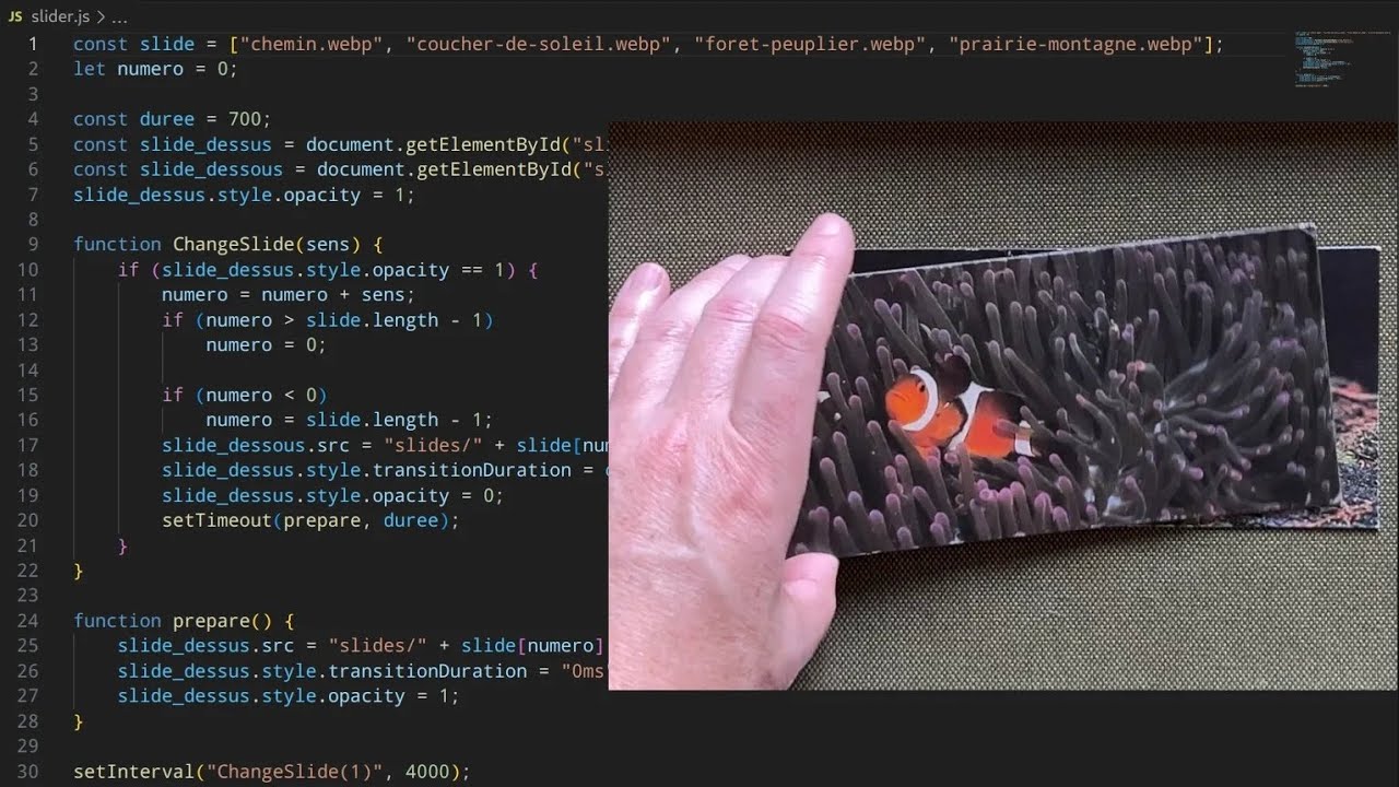 Slider simple codé en JavaScript avec effet de transition fondu