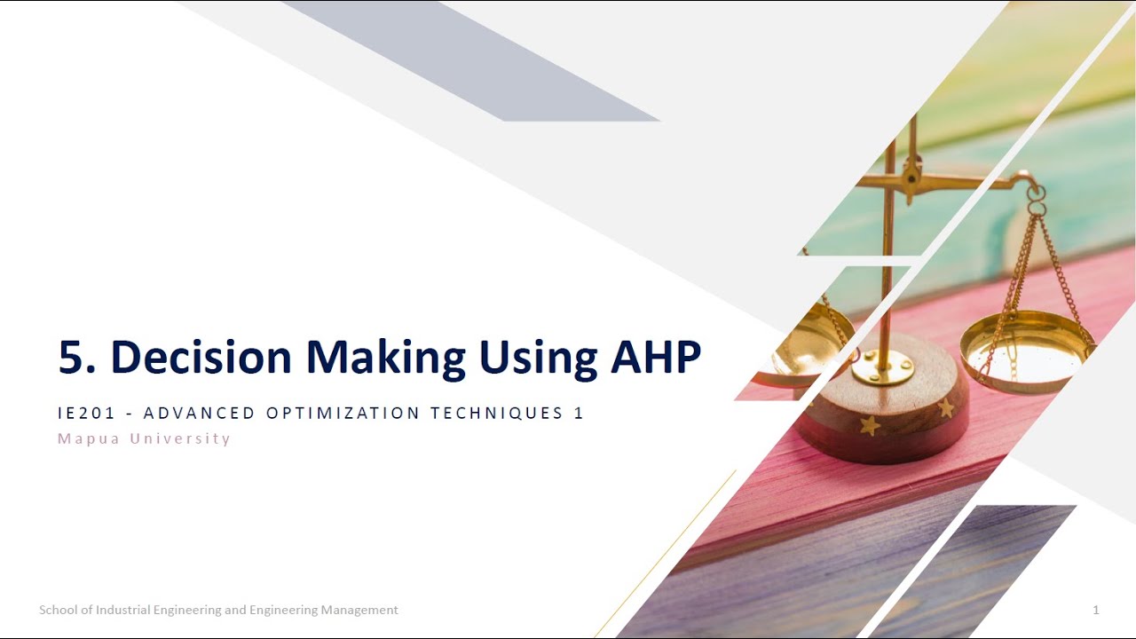 W5 - Advanced Optimization Technique 1 - Decision Making using AHP
