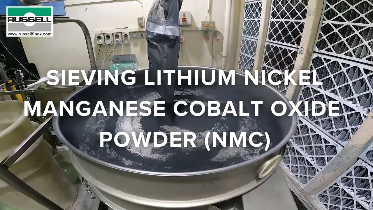 Sieving lithium nickel manganese cobalt oxide powder (NMC)