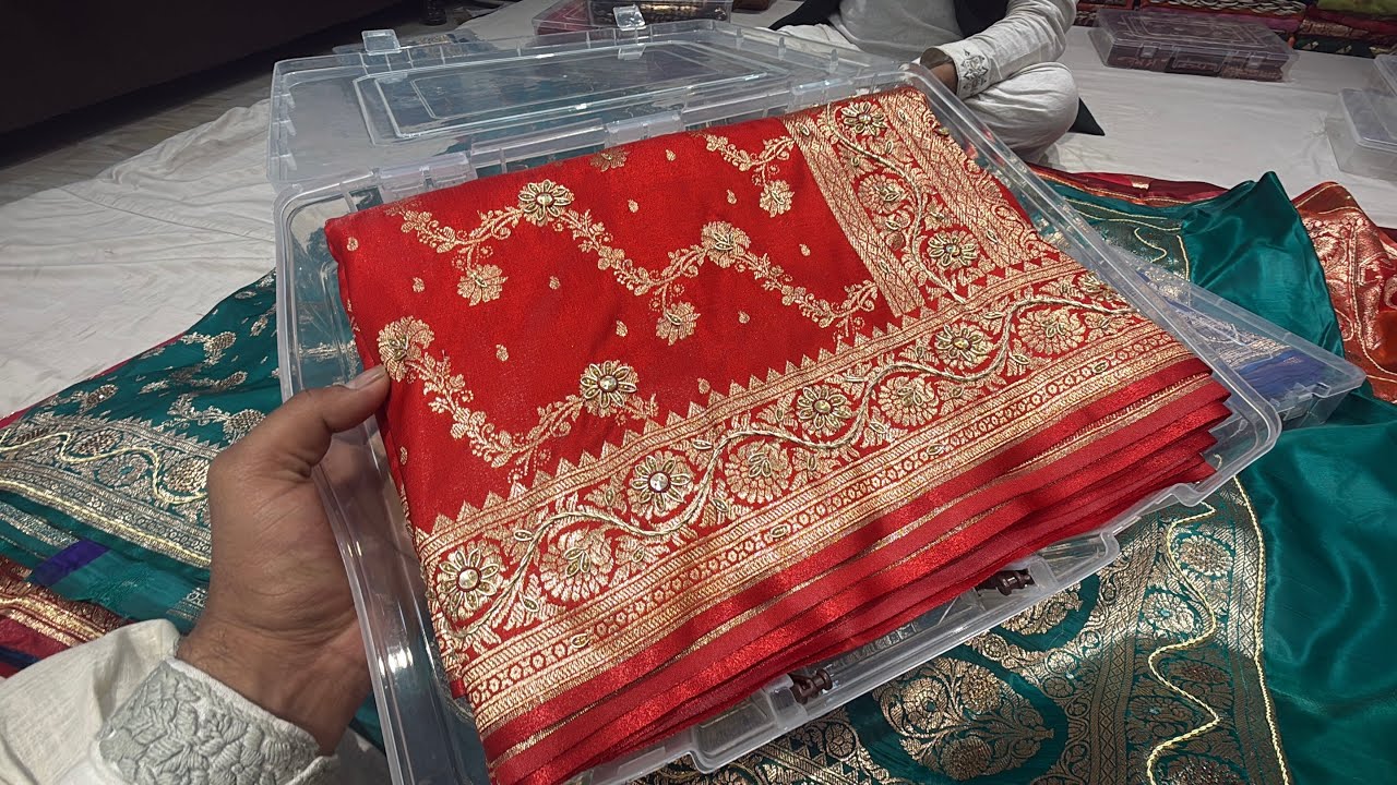 Wholesale Premieum Banarsi bridal katan silk Sarees with handwork and zardozi work sarees✨