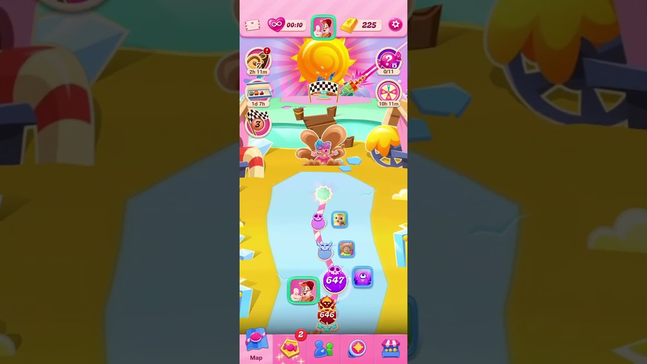 Kid game. Candy crush saga, Hard part level 647
