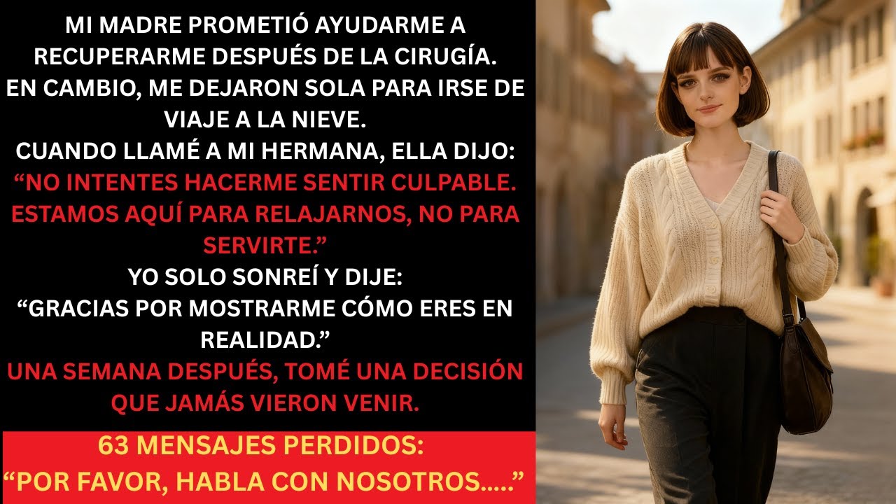 MI MADRE PROMETIÓ AYUDARME A RECUPERARME DESPUÉS DE LA CIRUGÍA, PERO ME DEJARON PARA IRSE DE VIAJE..