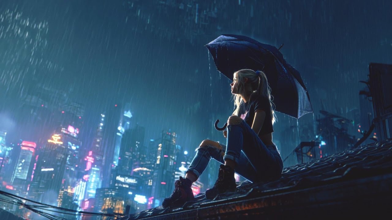 Alone on the Rooftop 🌃☔ | Chill Lofi Hiphop & Light Rain for Deep Focus (Live)