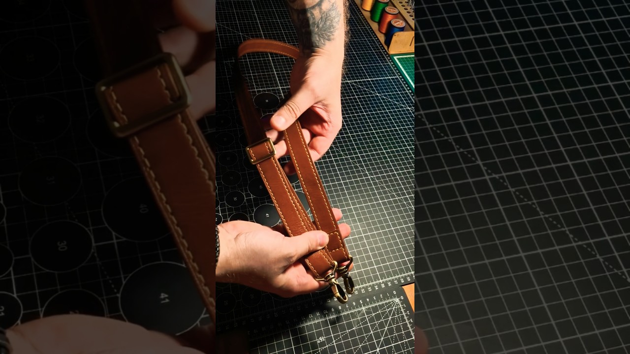 Ремешек для сумки из кожи ручной работы / Handmade leather bag strap. #leathercraft #leather #bag