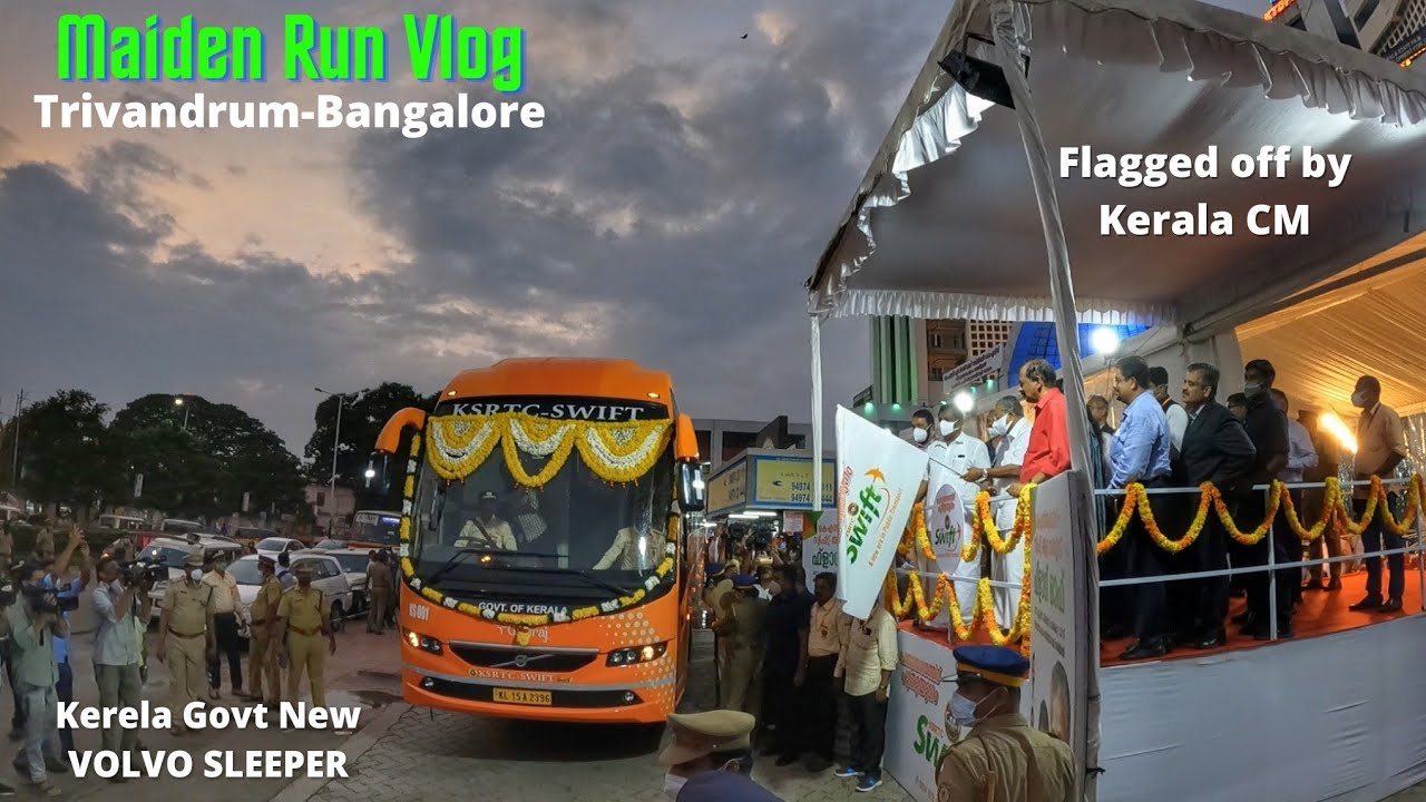 KSRTC Gajraj VOLVO Sleeper | Maiden Run from Trivandrum to Bangalore | Inaugaration by CM Kerala