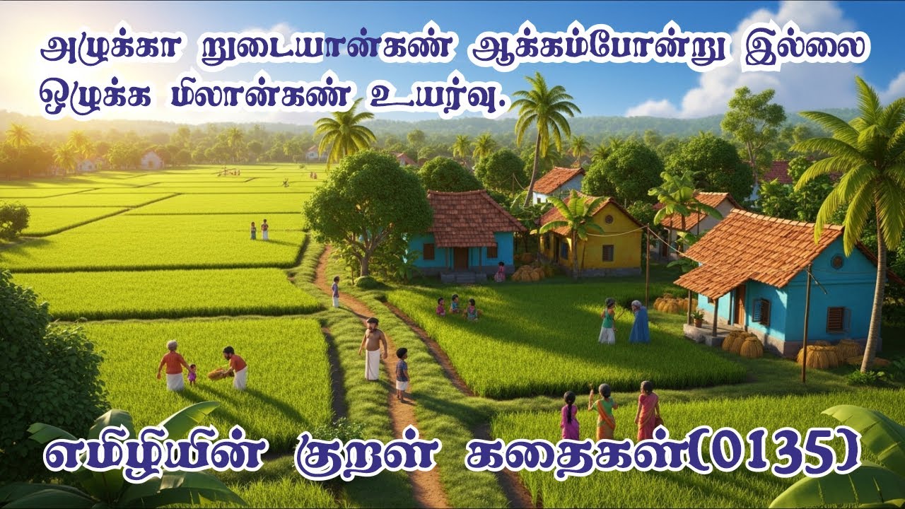 Emilyin Kural 0135 எமிலியின் குறள்: அழுக்கா றுடையான்கண் ஆக்கம்போன்று இல்லை ஒழுக்க மிலான்கண் உயர்வு.
