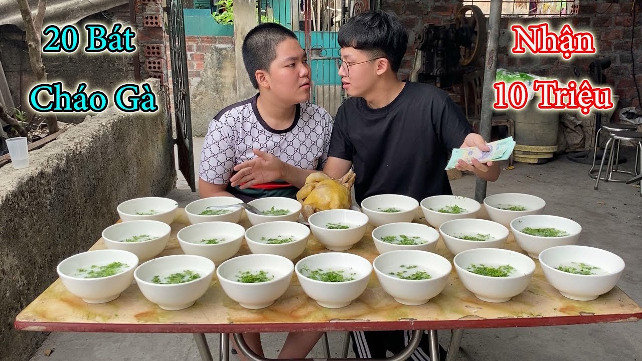 Thách Điệp Lợn Ăn Hết 20 Bát Cháo Gà Nhận 10 Triệu Và Cái Kết || HGN Vlogs