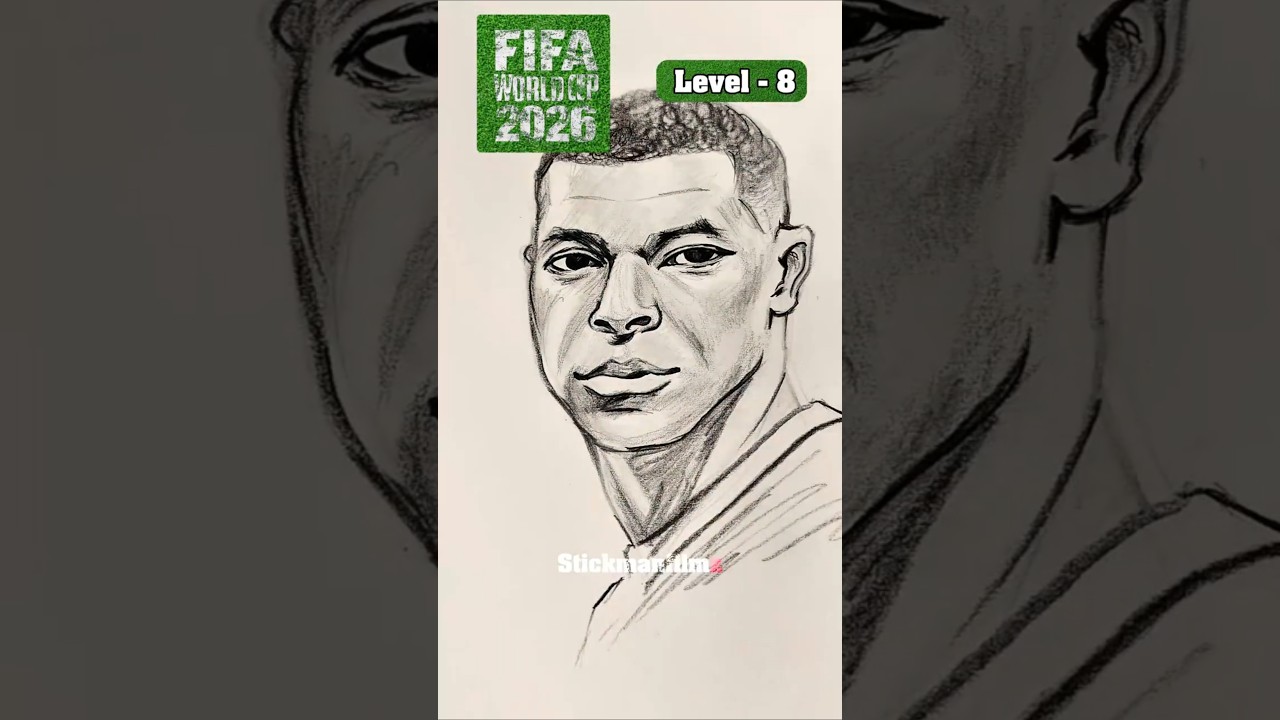 Drawing Kylian Mbapp&eacute; in different Levels | FIFA World Cup 2026 #shorts #art #drawing #fifa26
