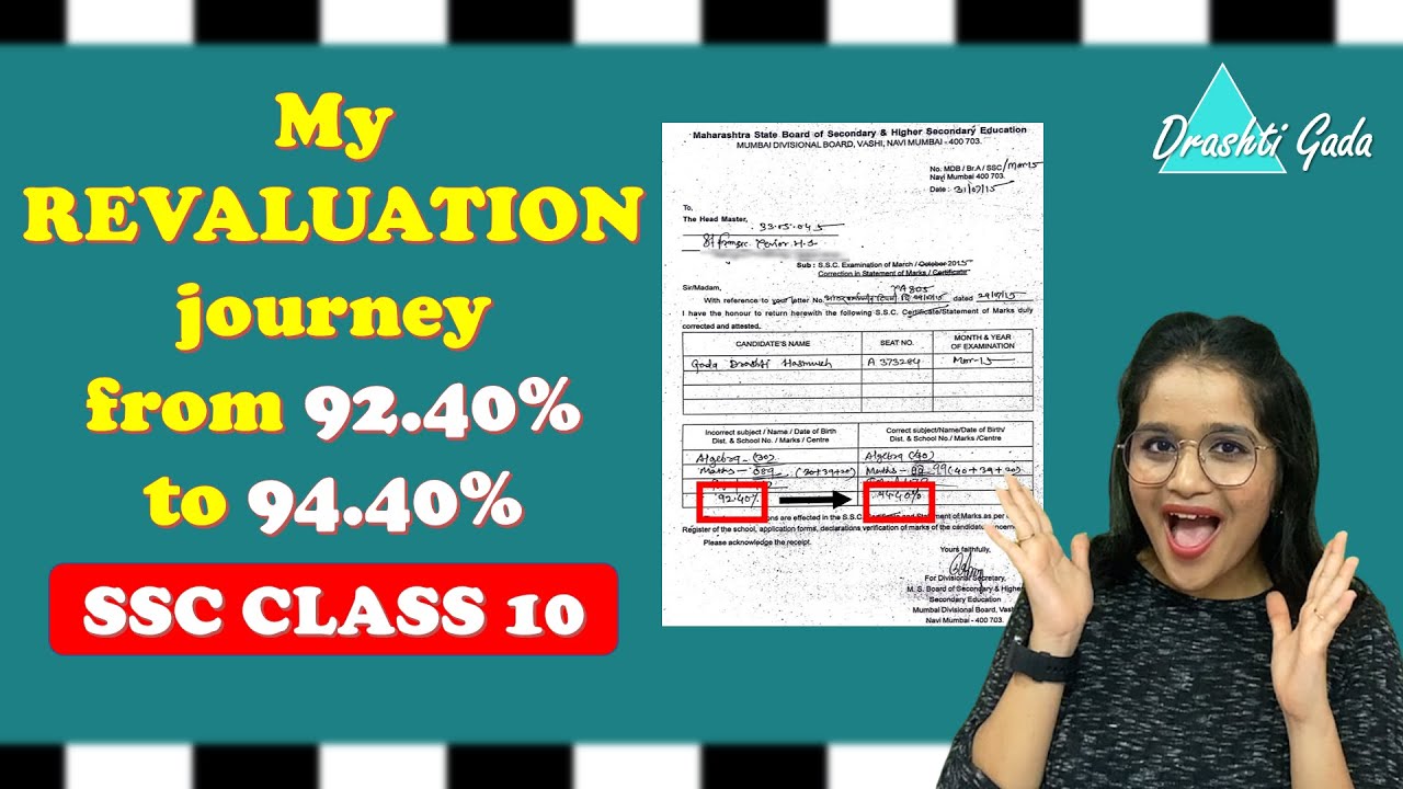 My REVALUATION journey from 92.40% to 94.40% in SSC Class 10th || Drashti Gada