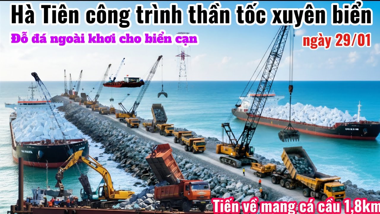 Cập nhật mới nhất công trình thần tốc xuyên biển đang tiến về mang cá cầu 1.8km