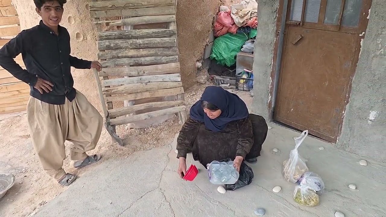 The joys of simple nomadic life: a hardworking grandmother and shelter building