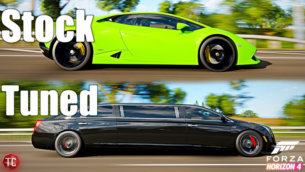 Forza Horizon 4: Stock vs Tuned! Lamborghini Huracan vs Cadillac Limo!