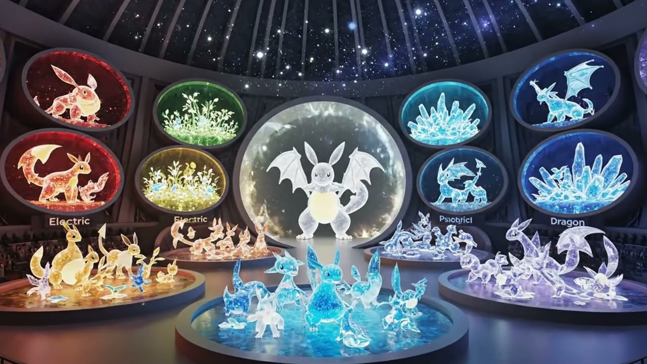 4K Macro ASMR: Crystal Pokémon by Type Habitat (No Music, Pure Foley)