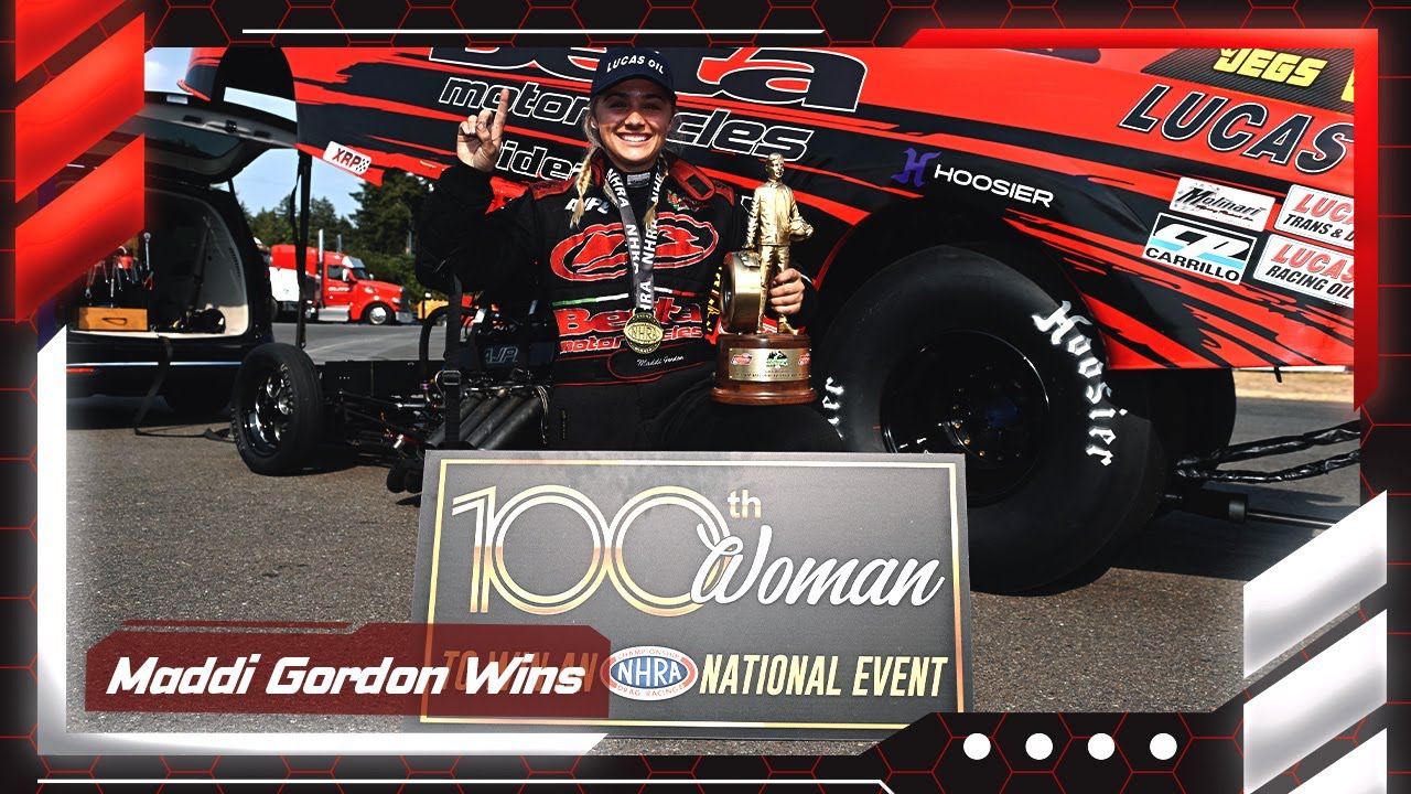 Maddi Gordon becomes the 100th different female winner in NHRA history