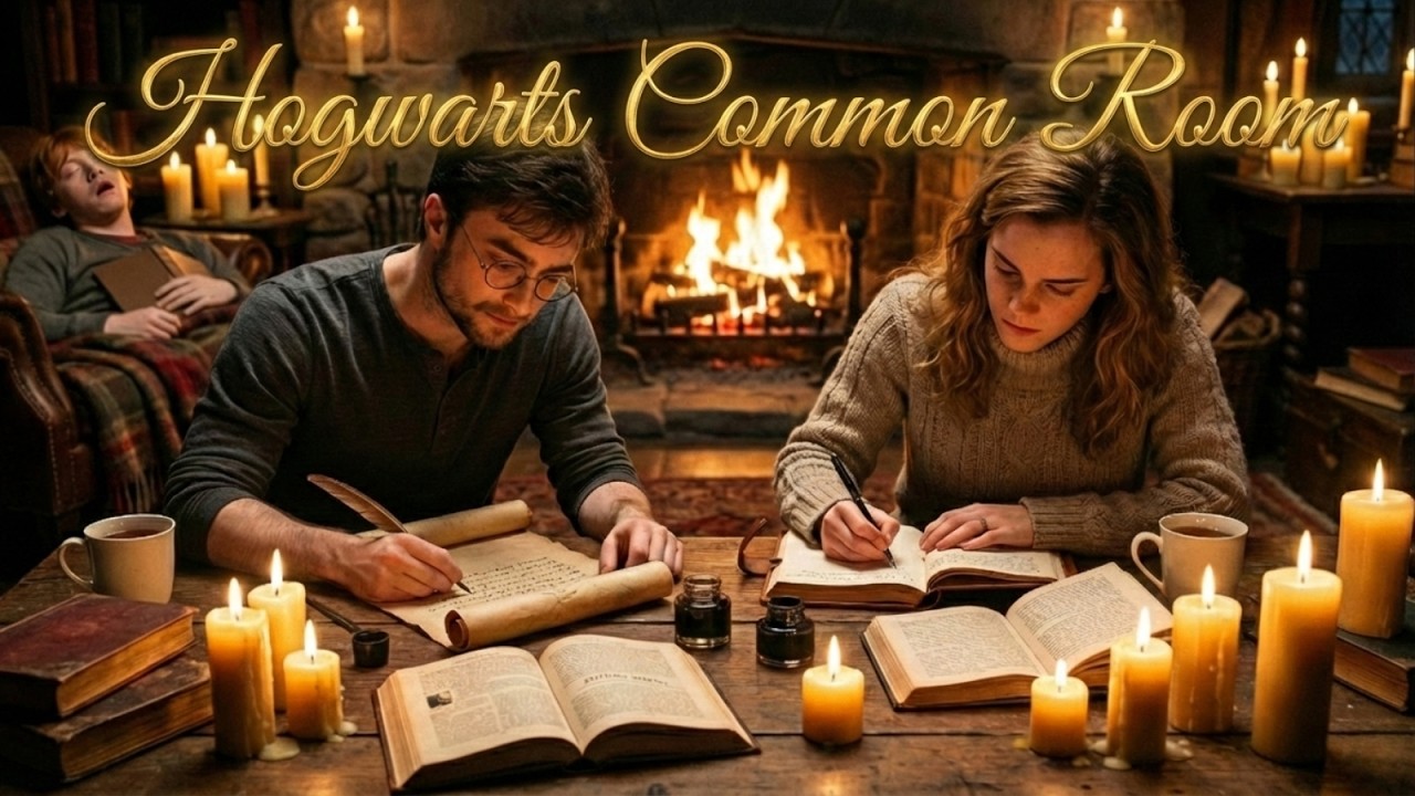 Studying with Harry Potter & Hermione | Cozy Hogwarts Study Night (ASMR + Music)