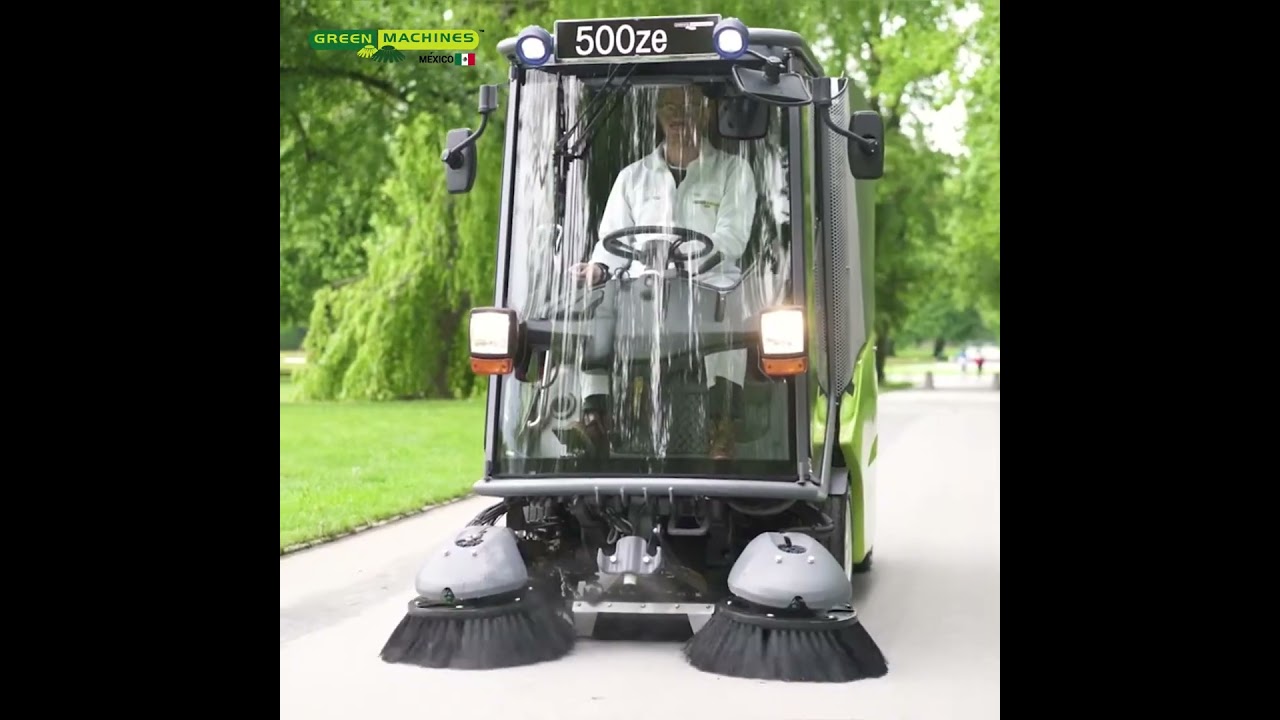 BARREDORA MUNICIPAL 500ZE DE CALLES CON BATER&Iacute;A DE EMISIONES  #greenmachine #sweeper #streetsweeper