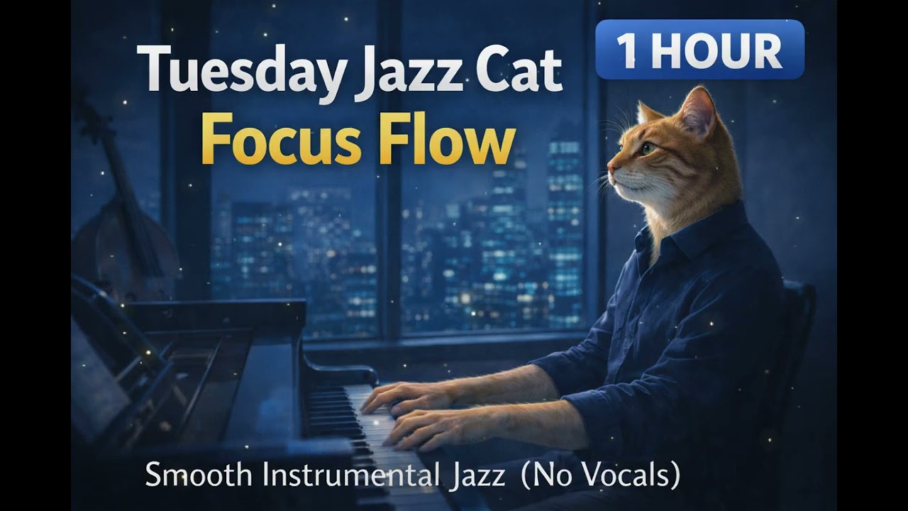 Tuesday Jazz Cat – Focus Flow | Smooth Instrumental Jazz for Work & Study (No Vocals)