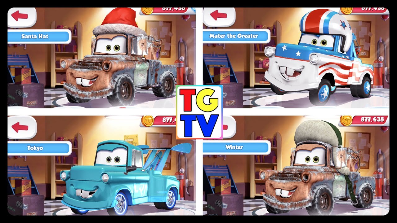 Disney Pixar Cars Tow Mater ALL Paint Jobs & Races