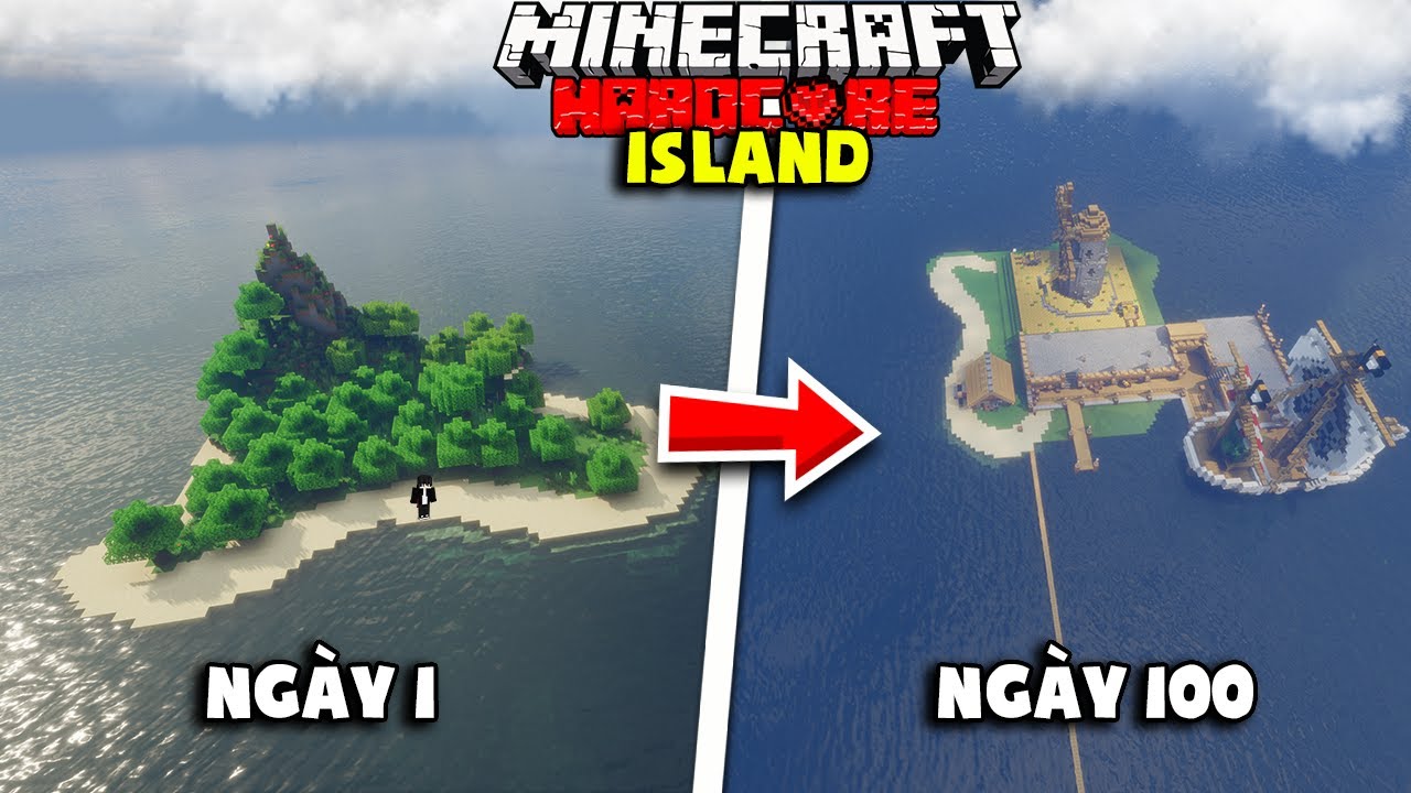 Mình Sinh Tồn 100 Ngày Trong Minecraft Ở Đảo Hoang Siêu Khó !!!