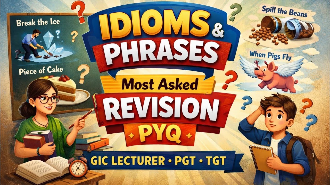 Idioms & Phrases PYQ | Most Asked Questions | GIC Lecturer PGT TGT English | Revision Class
