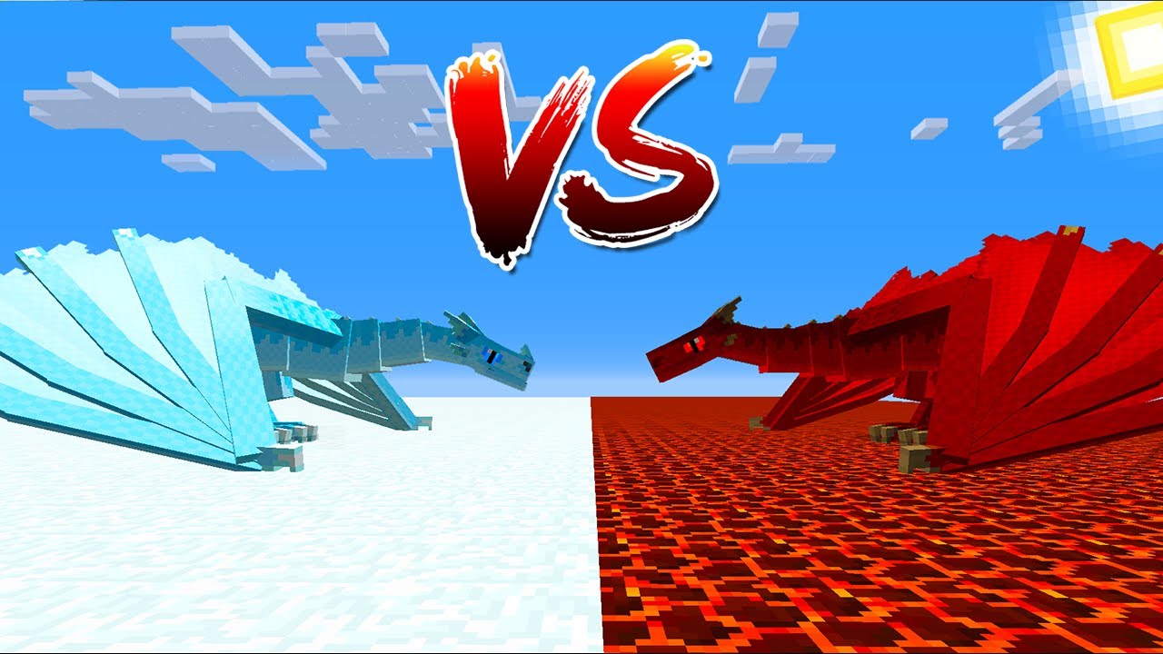 ICE DRAGON VS FIRE DRAGON MOB BATTLE! (Minecraft Mob Battle)