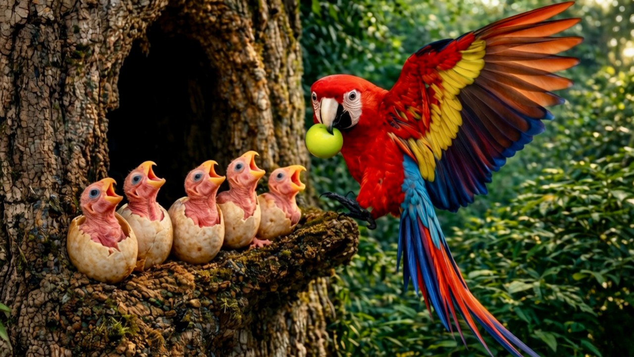 Начиная с одного яйца, я наблюдал самые важные 90 дней жизни ара 🦜… финал потрясающий ❤️