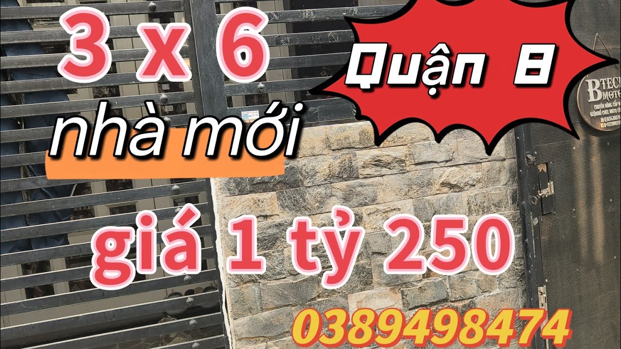 Quận 8👉giá 1 tỷ 250 TL 💥DT 3 x 6 một lầu 2p1 WC cách hẻm xe hơi 15 m🏡nhà mới vào ở liền💐0389498474