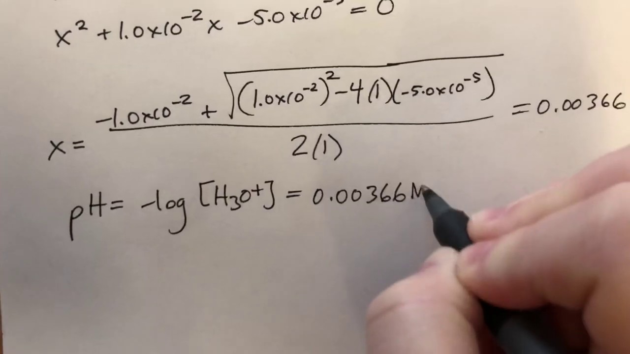 pH of a weak acid (with quadratic)