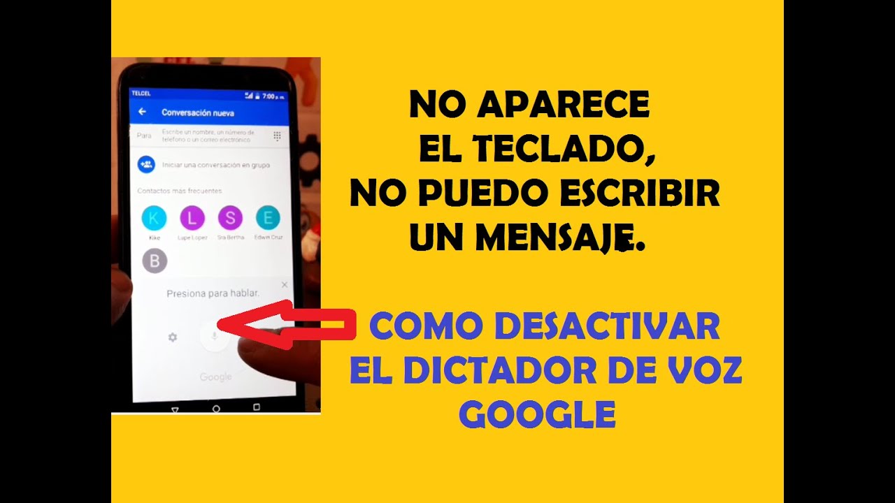 como quitar el dictado por voz de google / no aparece el teclado