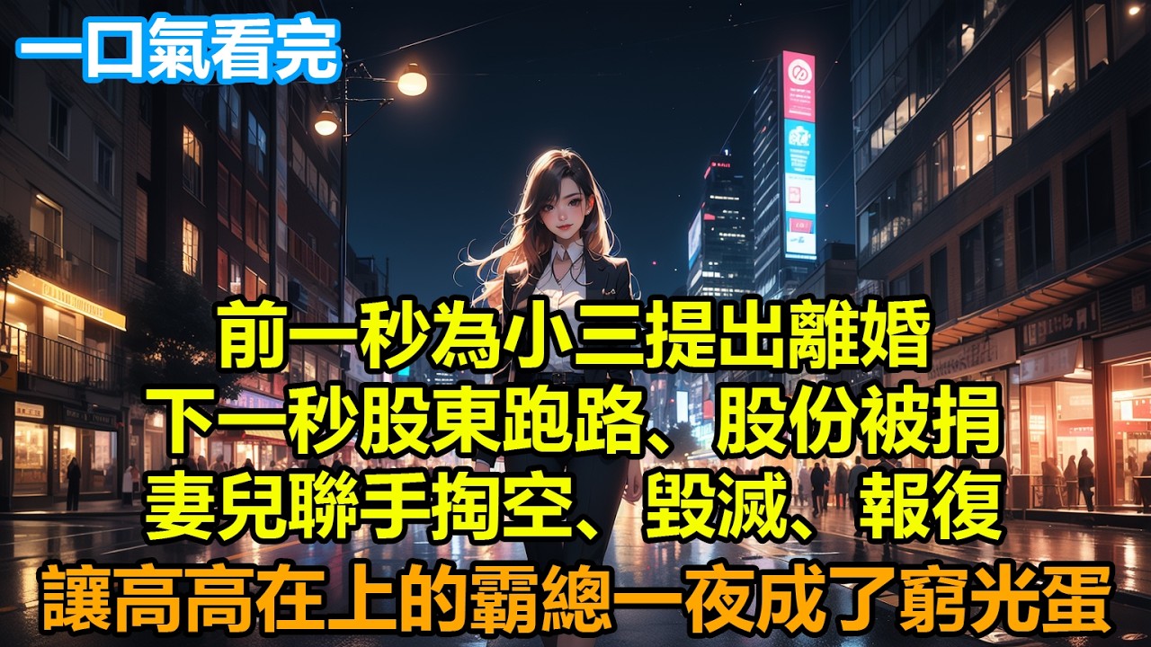 前一秒為小三提出離婚，下一秒股東跑路、股份被捐，妻兒聯手掏空、毀滅、報復，讓那個高高在上的霸總一夜成了窮光蛋