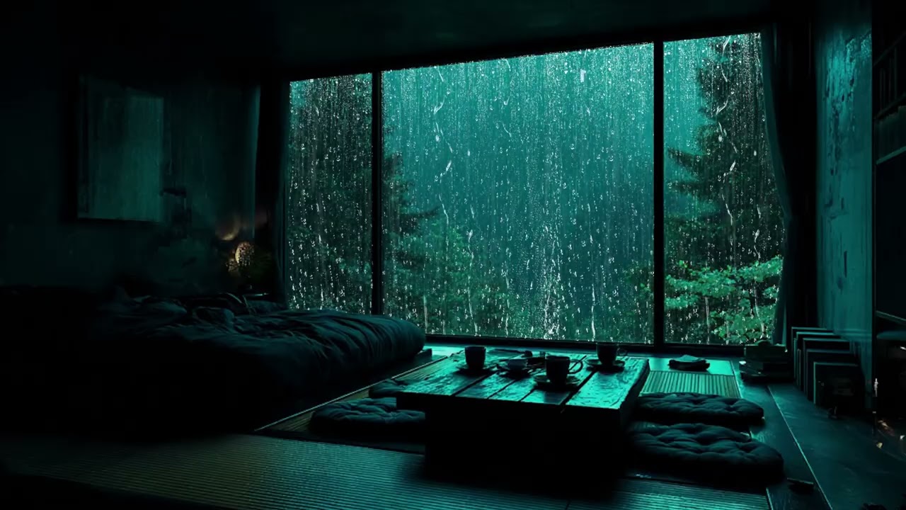 Deep Night Rain in the Woods 🌧🌲 | Black Screen Ambience for Sleeping & Relaxation