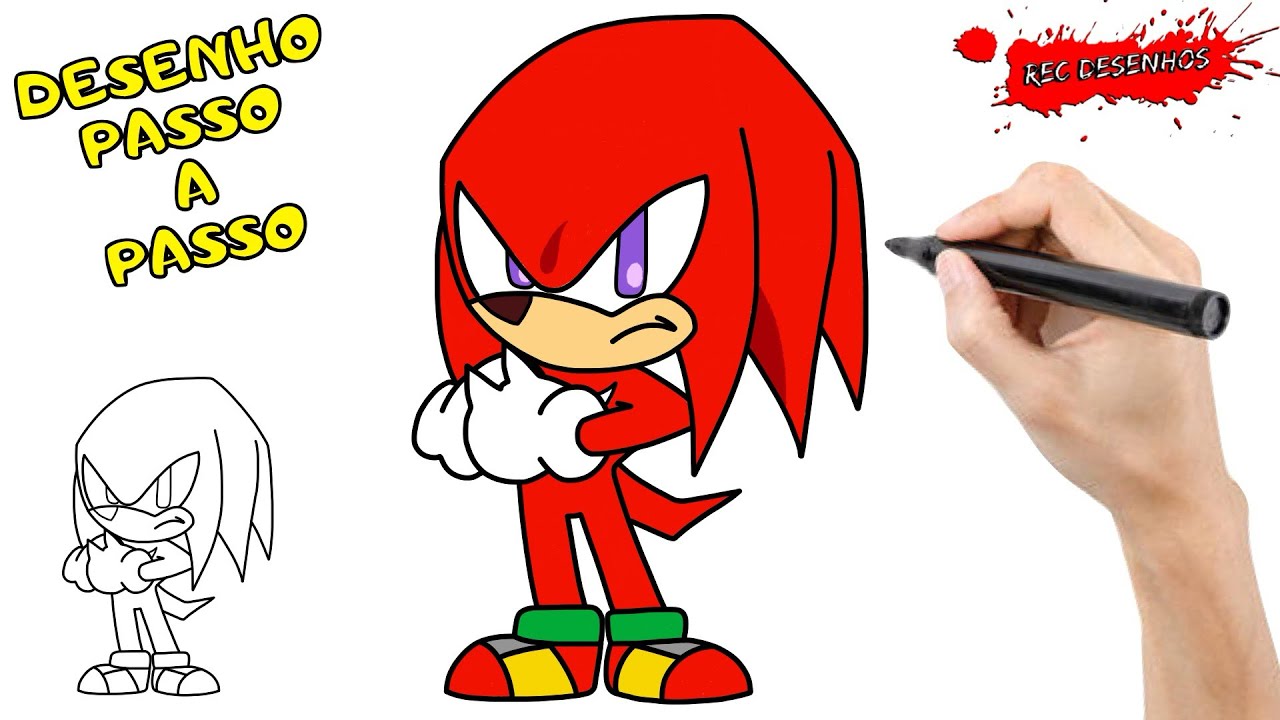 Como Desenhar o Knuckles do Sonic | Como Desenhar e Colorir o Knuckles do Sonic Passo a Passo